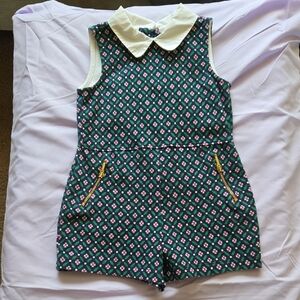 Janie and Jack Green and White Patterned Kids Dress